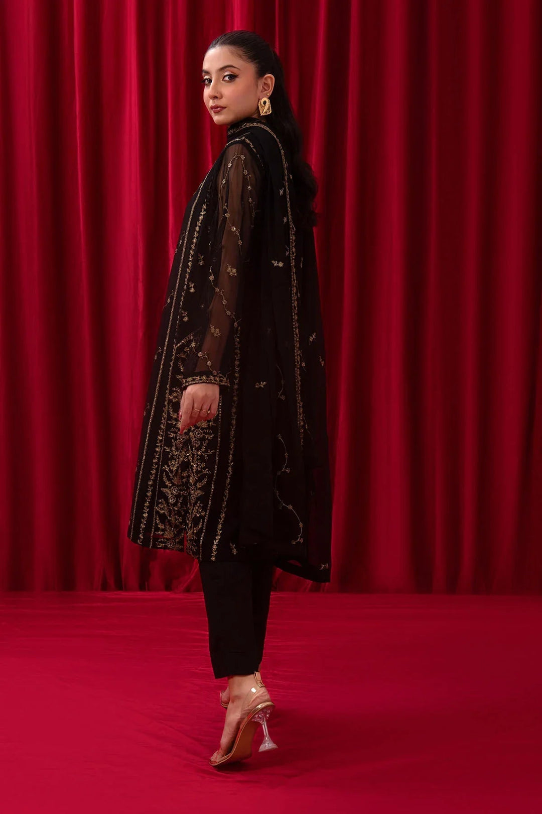 Ochre RTW Embroidered Girls 3 Piece Chiffon  SOF-02 - Summer Collection