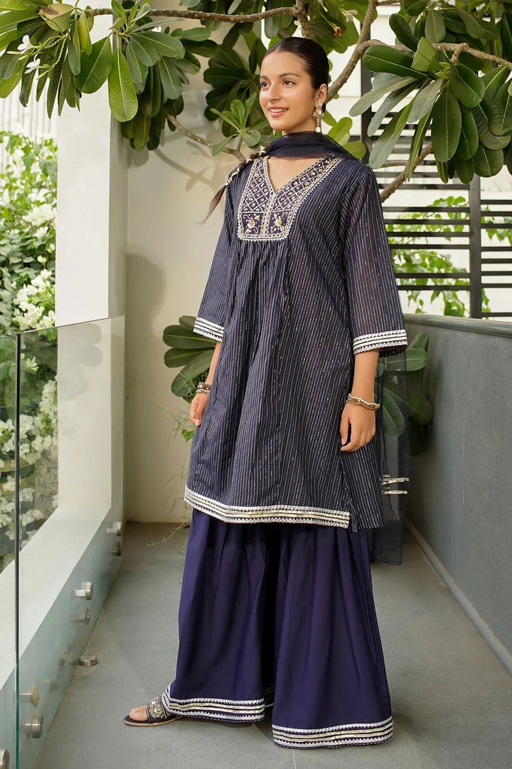 Ochre RTW Embroidered Girls 3 Piece Jacquard Hand Adda Work MHD-14 - Winter Collection