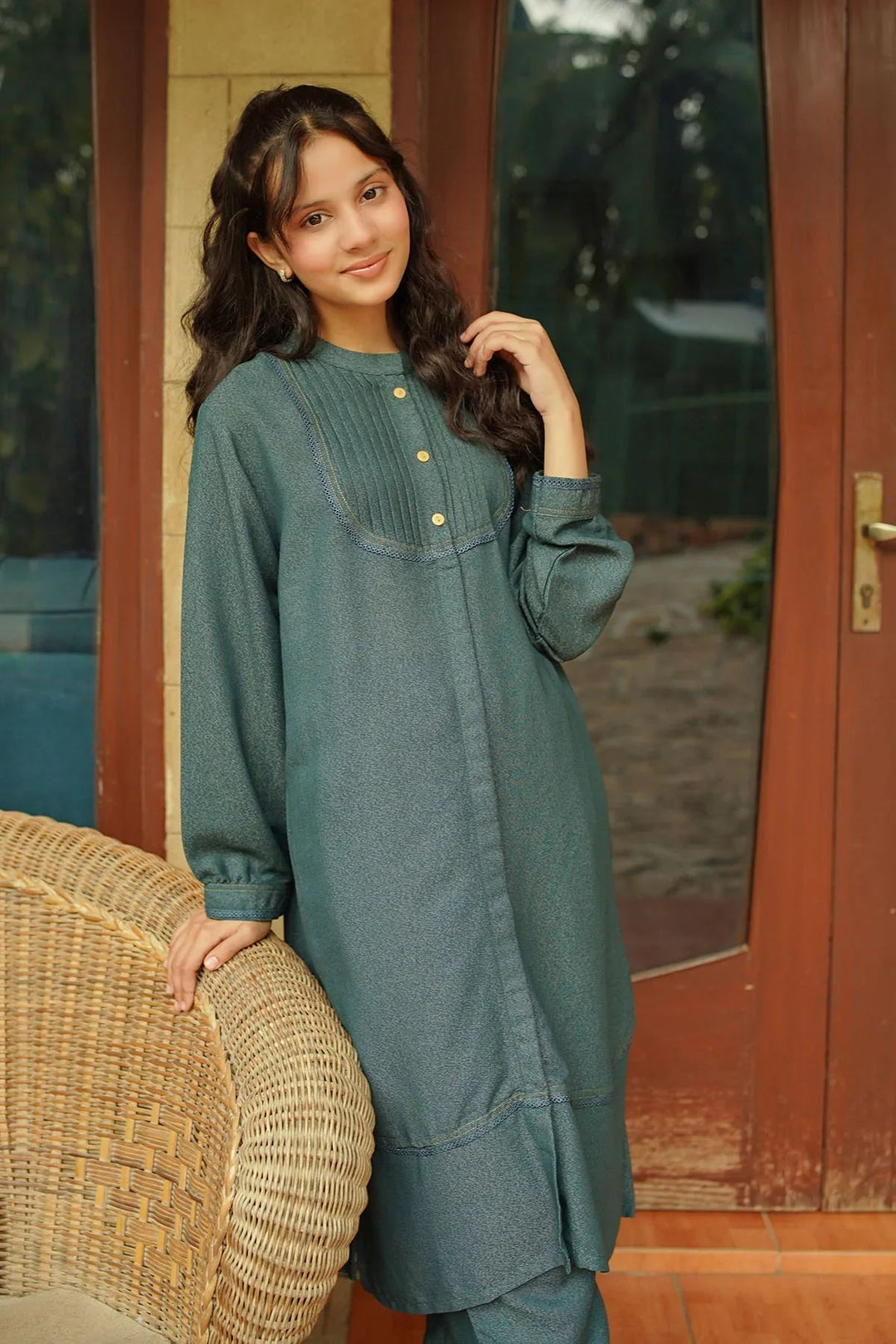 Ochre RTW Solids Girls 2 Piece Cotton Karandi SC-33 - Winter Collection