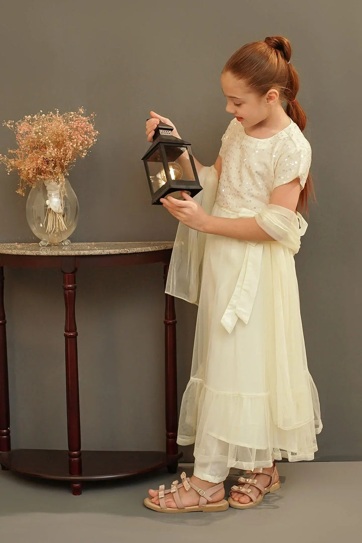 Ochre Girls Pret Embroidered Sequence Net 3 Piece Suit MAX-24 - Summer Collection