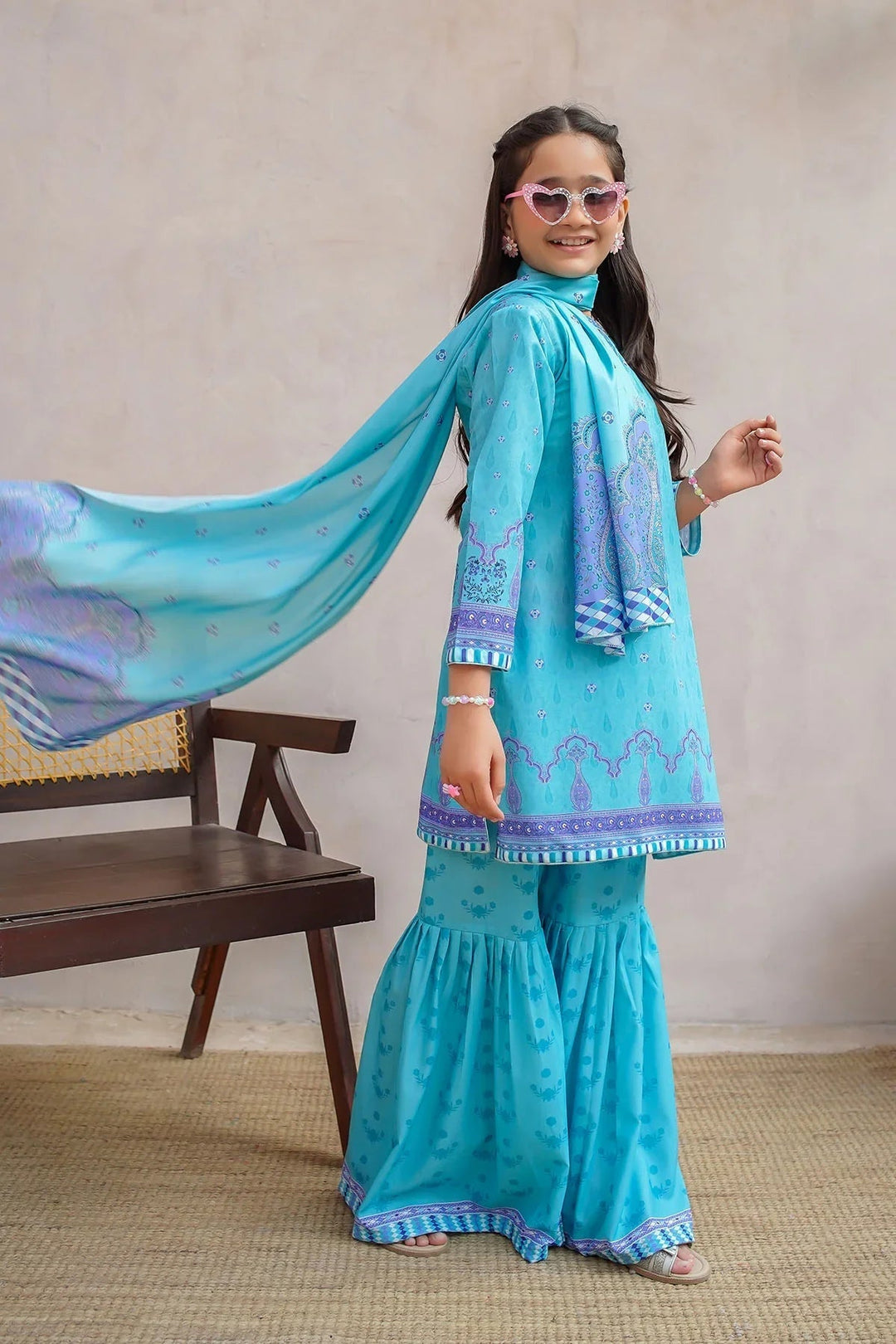 Ochre Girls Pret Printed Swiss Lawn 3 Piece Suit CORF-17 - Summer Collection