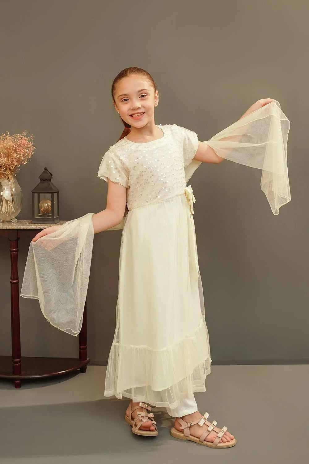 Ochre Girls Pret Embroidered Sequence Net 3 Piece Suit MAX-24 - Summer Collection