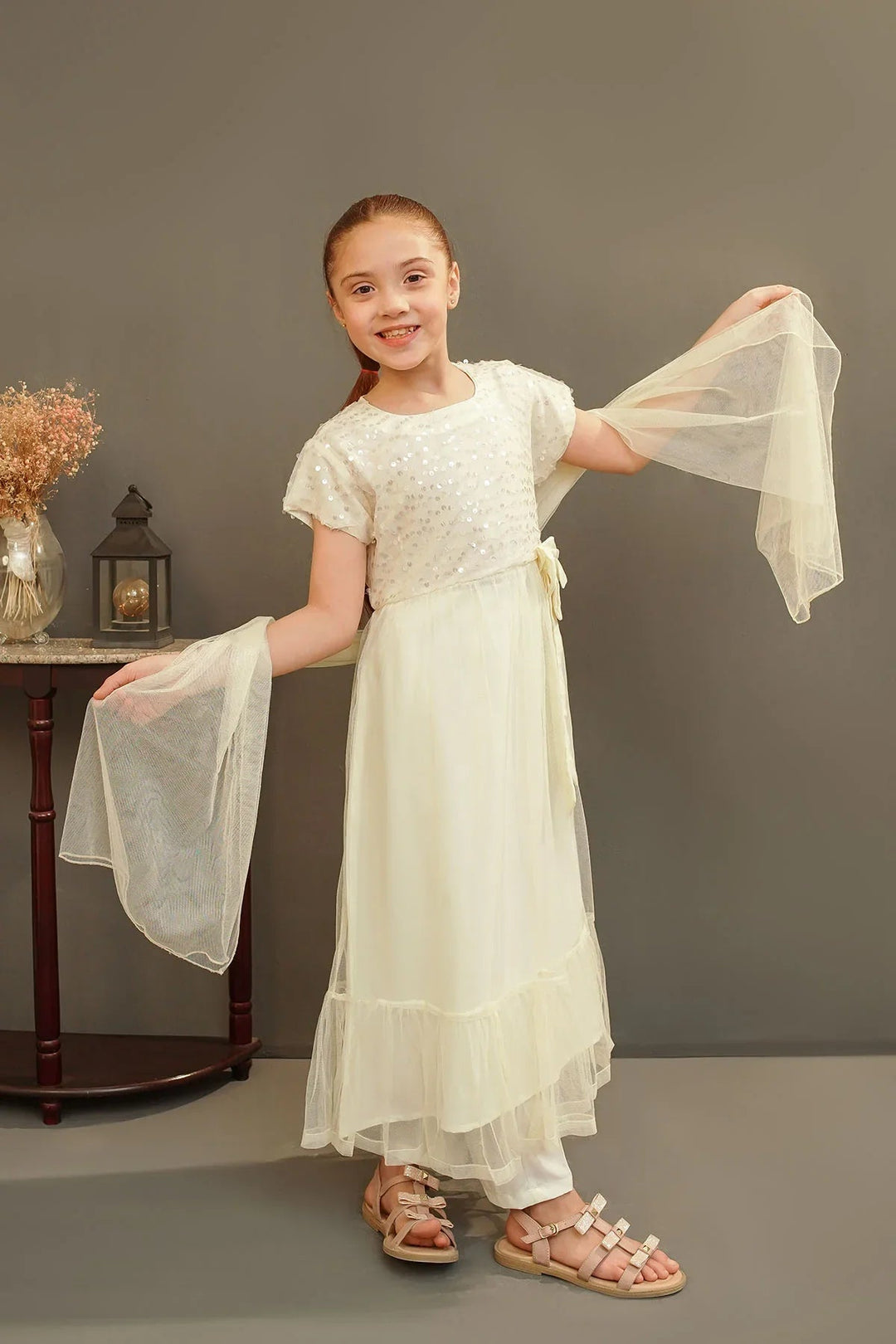 Ochre Girls Pret Embroidered Sequence Net 3 Piece Suit MAX-24 - Summer Collection