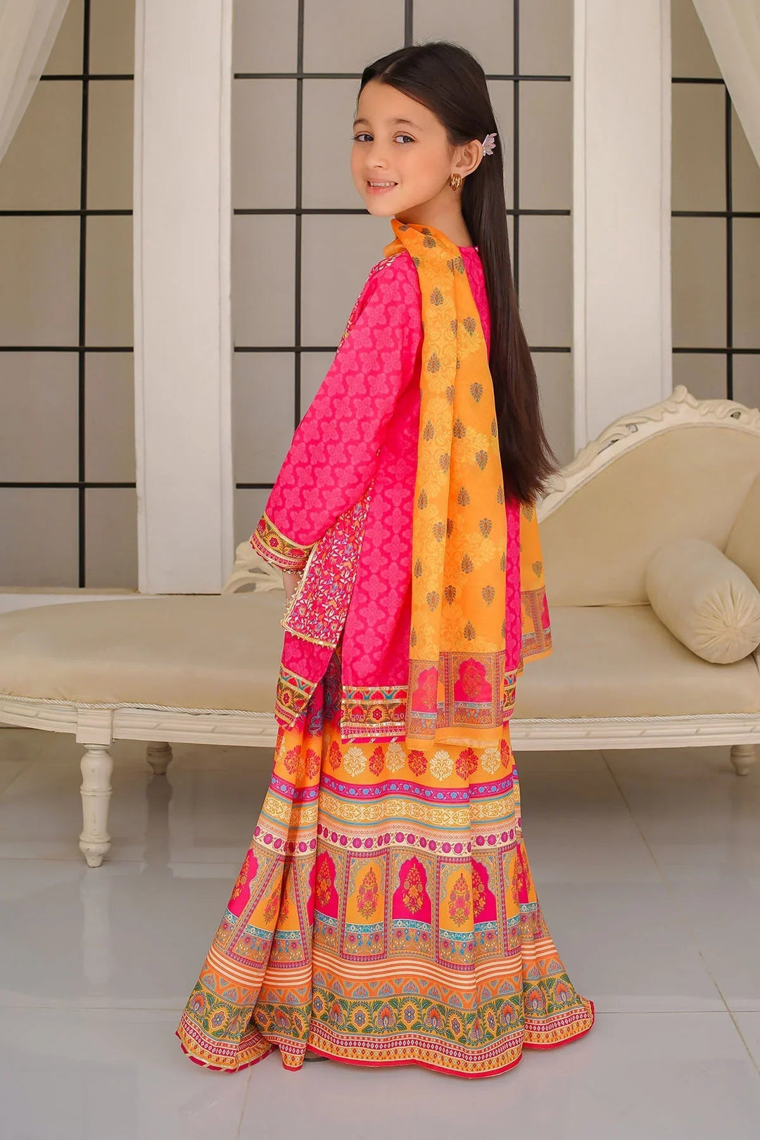 Ochre Girls Pret Printed Swiss Lawn 3 Piece Suit INDP-22 - Summer Collection