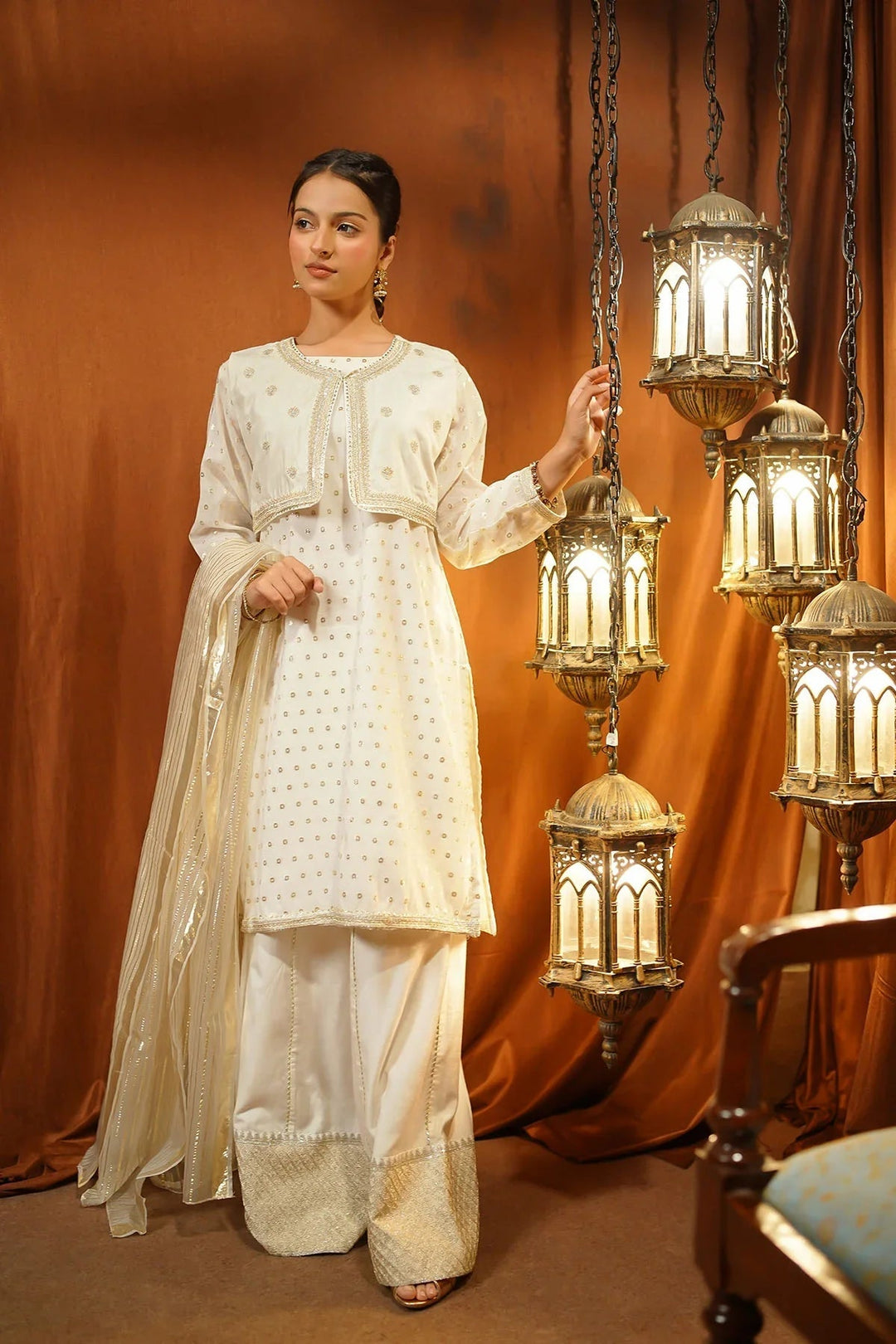 Ochre Girls Pret Embroidered Zari Jacquard 3 Piece Suit EX-16 - Winter Collection