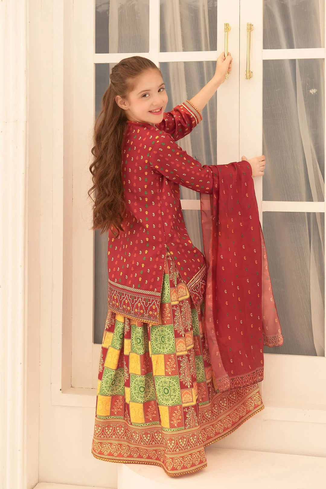 Ochre RTW Printed Girls 3 Piece Herringbone  INDP-19 - Summer Collection
