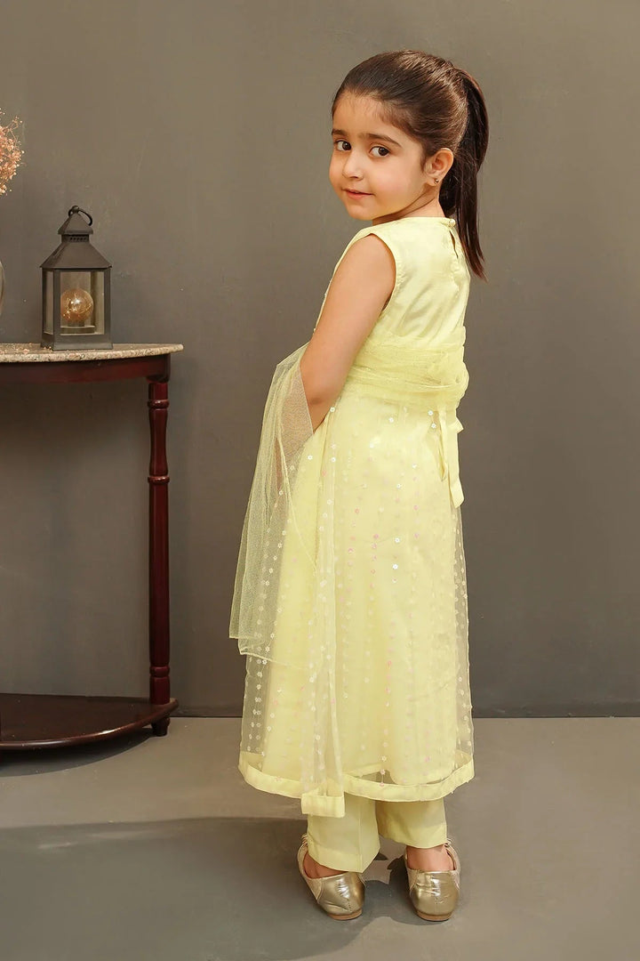 Ochre Girls Pret  Sequence Net Hand Adda Work 3 Piece Suit MAX-22 - Summer Collection