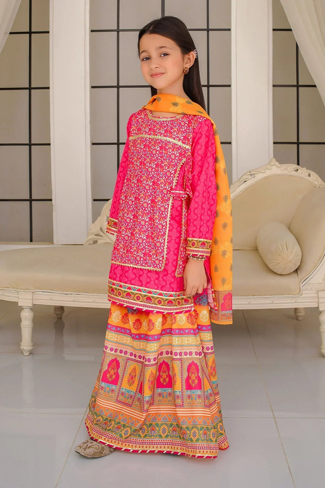 Ochre Girls Pret Printed Swiss Lawn 3 Piece Suit INDP-22 - Summer Collection