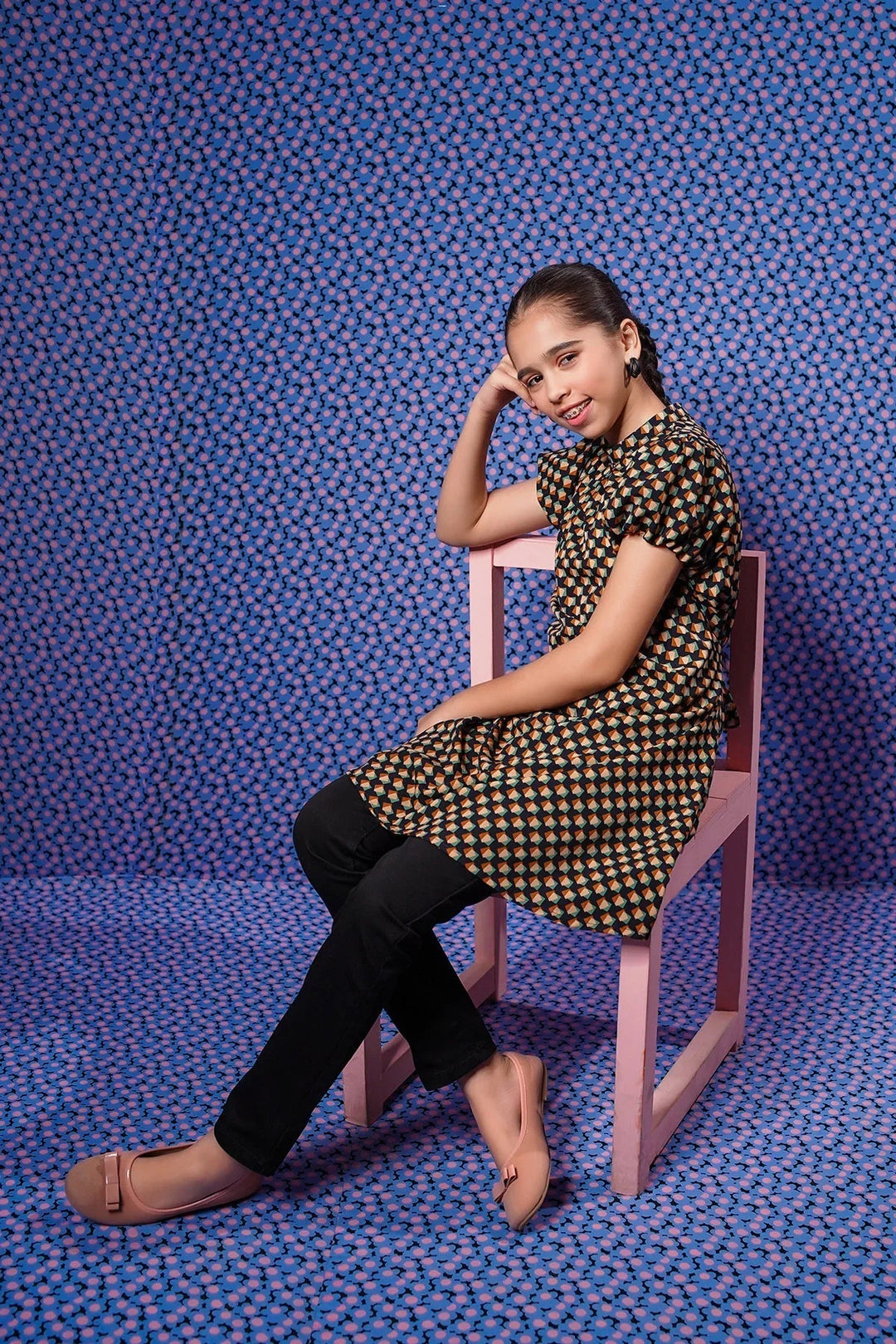 Ochre RTW Printed Girls 1 Piece Georgette Top OWT-619 - Winter Collection