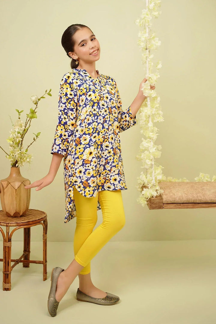 Ochre RTW Printed Girls 1 Piece Boski Linen Kurta PRC-39 - Summer Collection