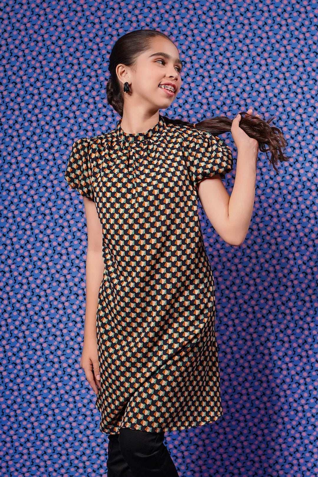 Ochre RTW Printed Girls 1 Piece Georgette Top OWT-619 - Winter Collection