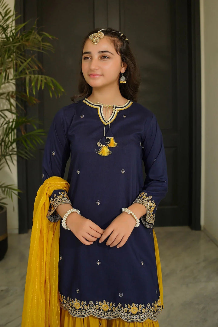 Ochre RTW Embroidered Girls 3 Piece Silk  MHD-12 - Winter Collection
