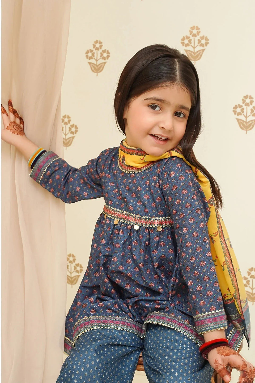 Ochre Girls Pret Printed Swiss Lawn 3 Piece Suit INDP-29 - Summer Collection