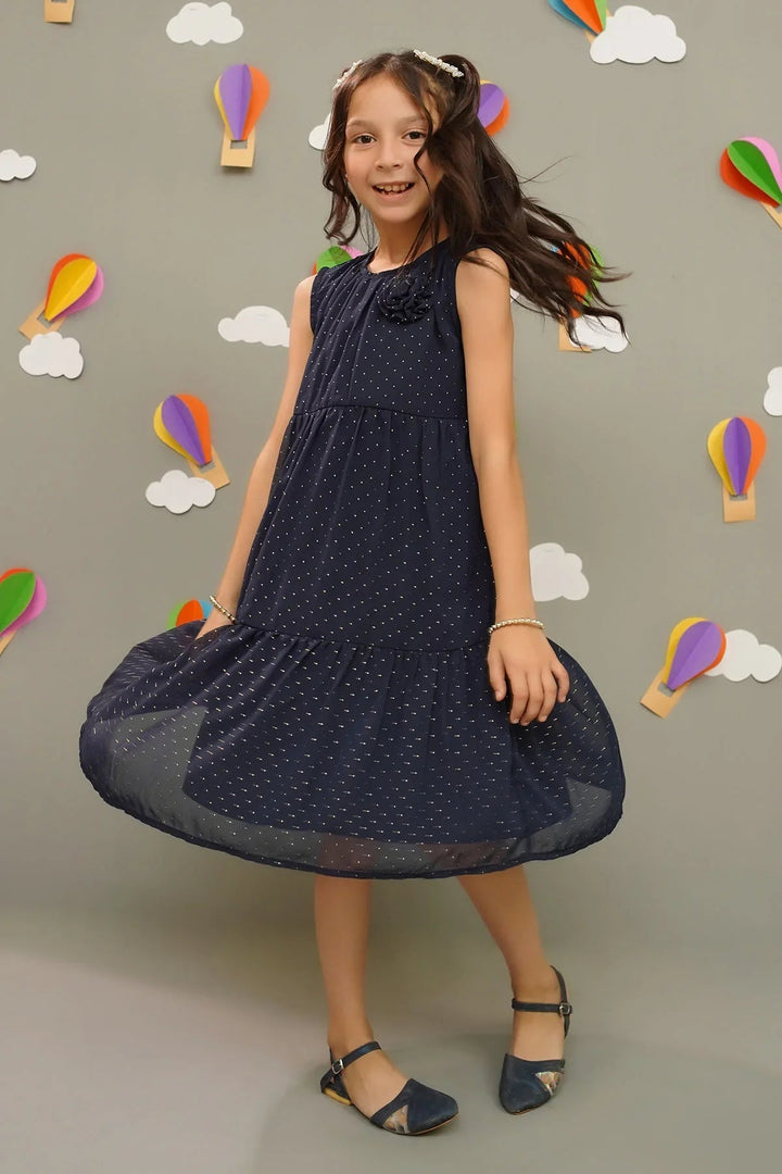 Ochre RTW Printed Girls 1 Piece Chiffon Chiffon Foil Dress INWD-05 - Summer Collection