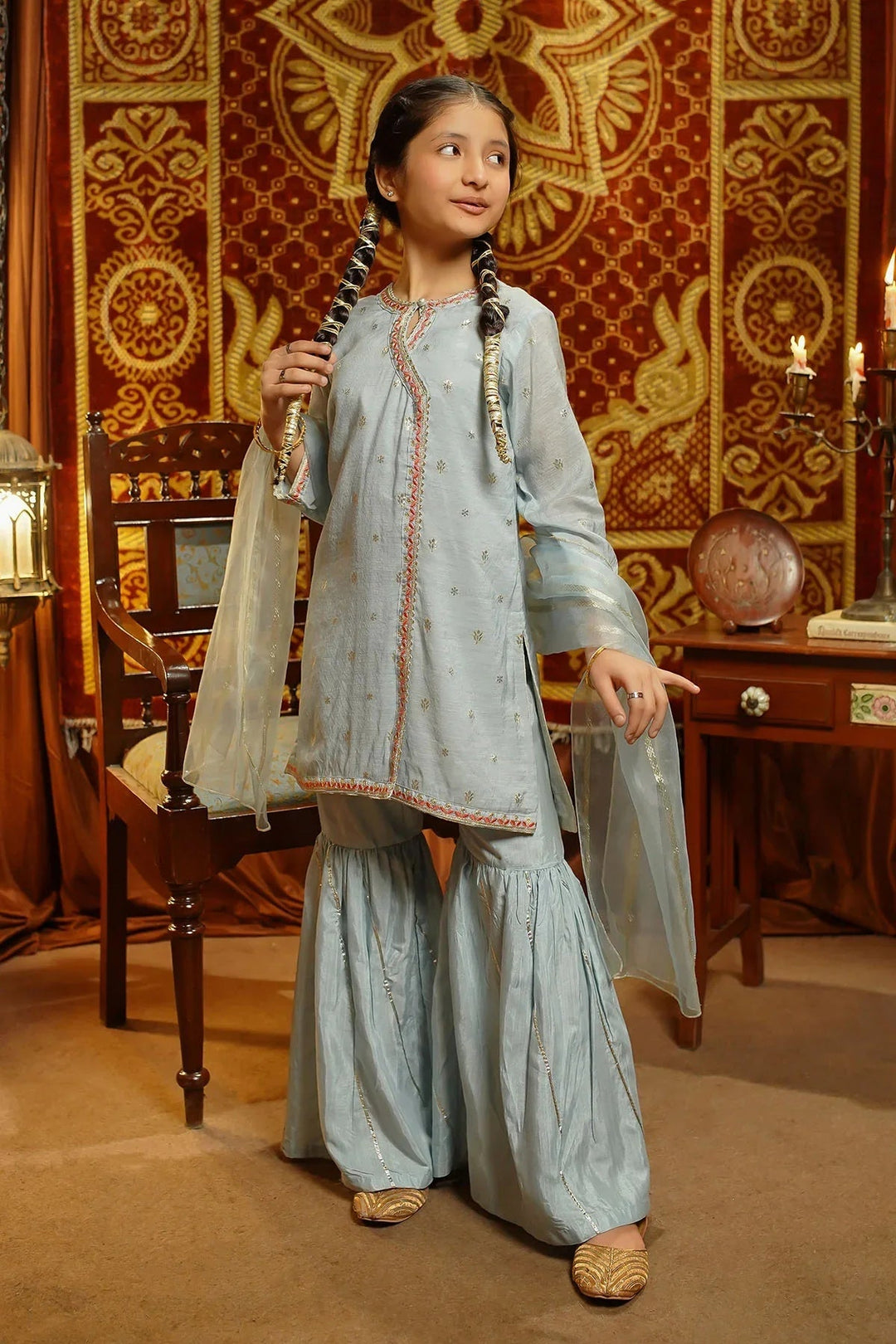 Ochre Girls Pret Embroidered Cotton Silk 3 Piece Suit EX-15 - Summer Collection