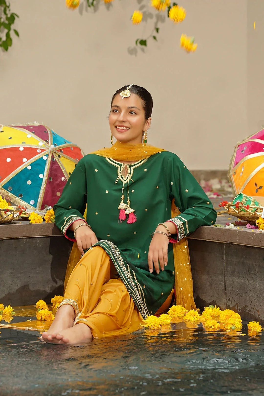 Ochre RTW Embroidered Girls 3 Piece Silk  MHD-11 - Winter Collection