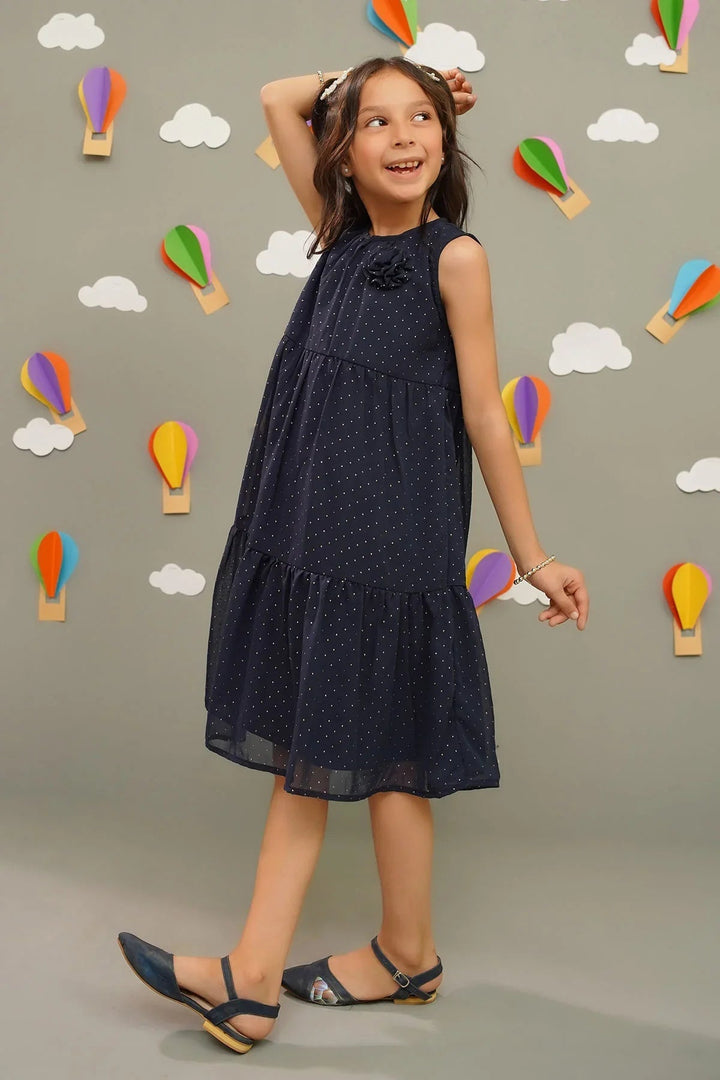 Ochre RTW Printed Girls 1 Piece Chiffon Chiffon Foil Dress INWD-05 - Summer Collection