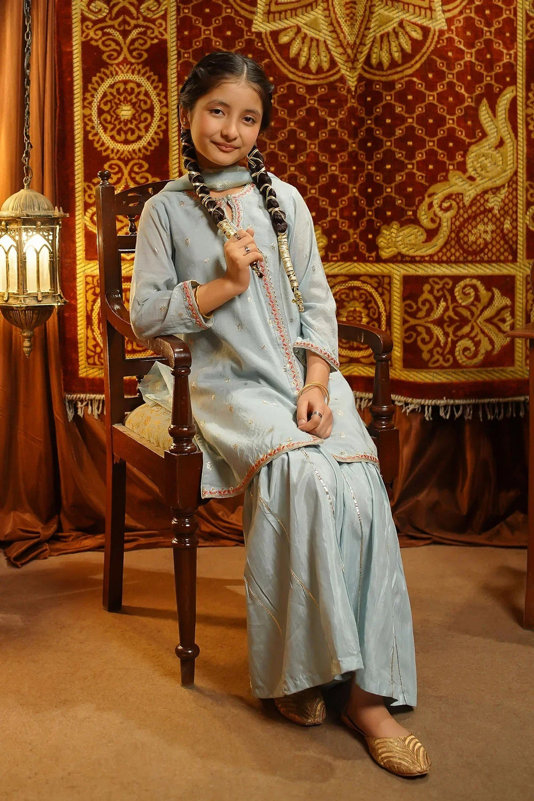 Ochre Girls Pret Embroidered Cotton Silk 3 Piece Suit EX-15 - Summer Collection