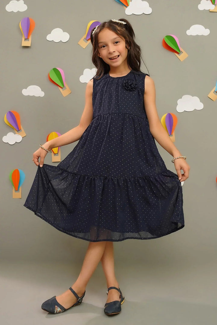 Ochre RTW Printed Girls 1 Piece Chiffon Chiffon Foil Dress INWD-05 - Summer Collection