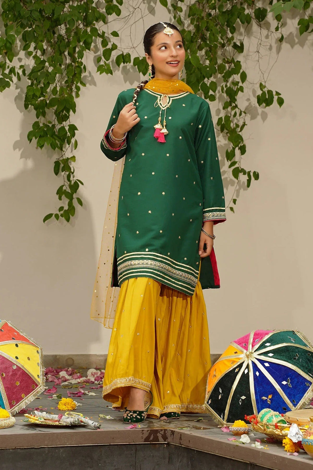 Ochre RTW Embroidered Girls 3 Piece Silk  MHD-11 - Winter Collection