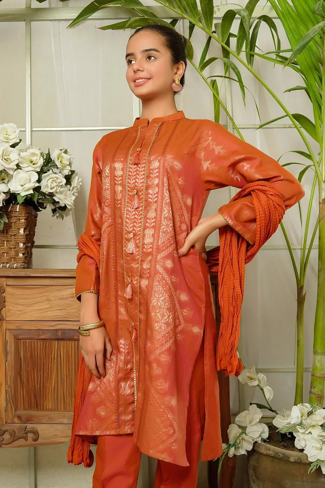 Ochre RTW Printed Girls 3 Piece Cotton  OFW-JB-25 - Summer Collection