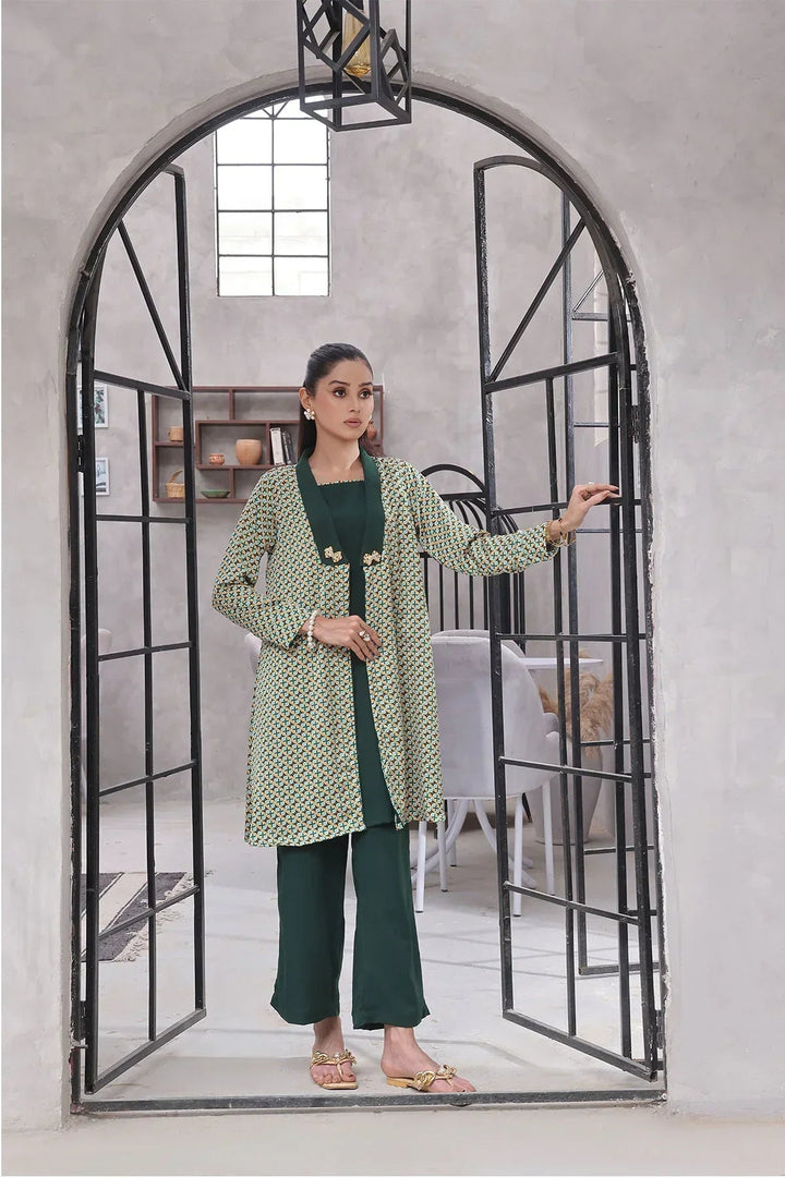 Ochre Women RTW Georgette 2 Piece Suit Green Printed Georgette - Festive Collection