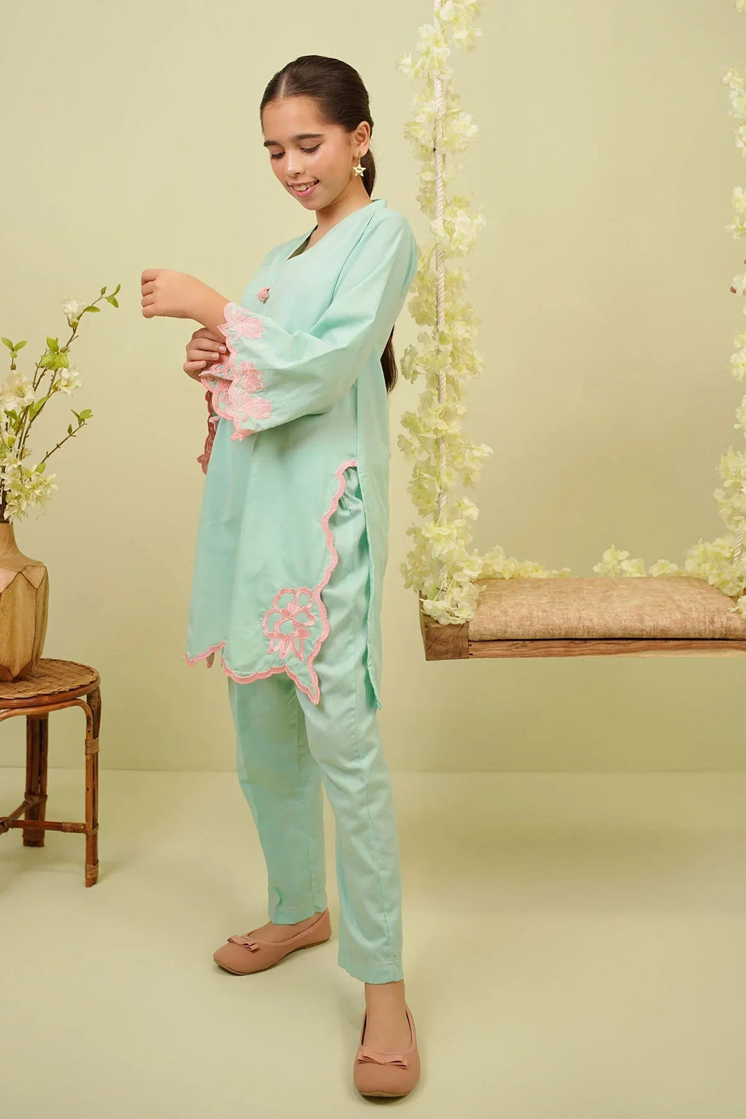 Ochre RTW Embroidered Girls 2 Piece Cotton  EMC-06 - Summer Collection