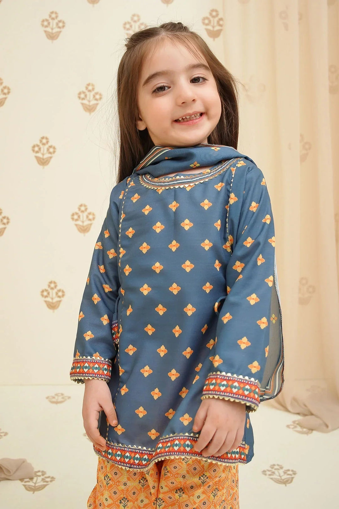 Ochre Girls Pret Printed Swiss Lawn 3 Piece Suit INDP-27 - Summer Collection
