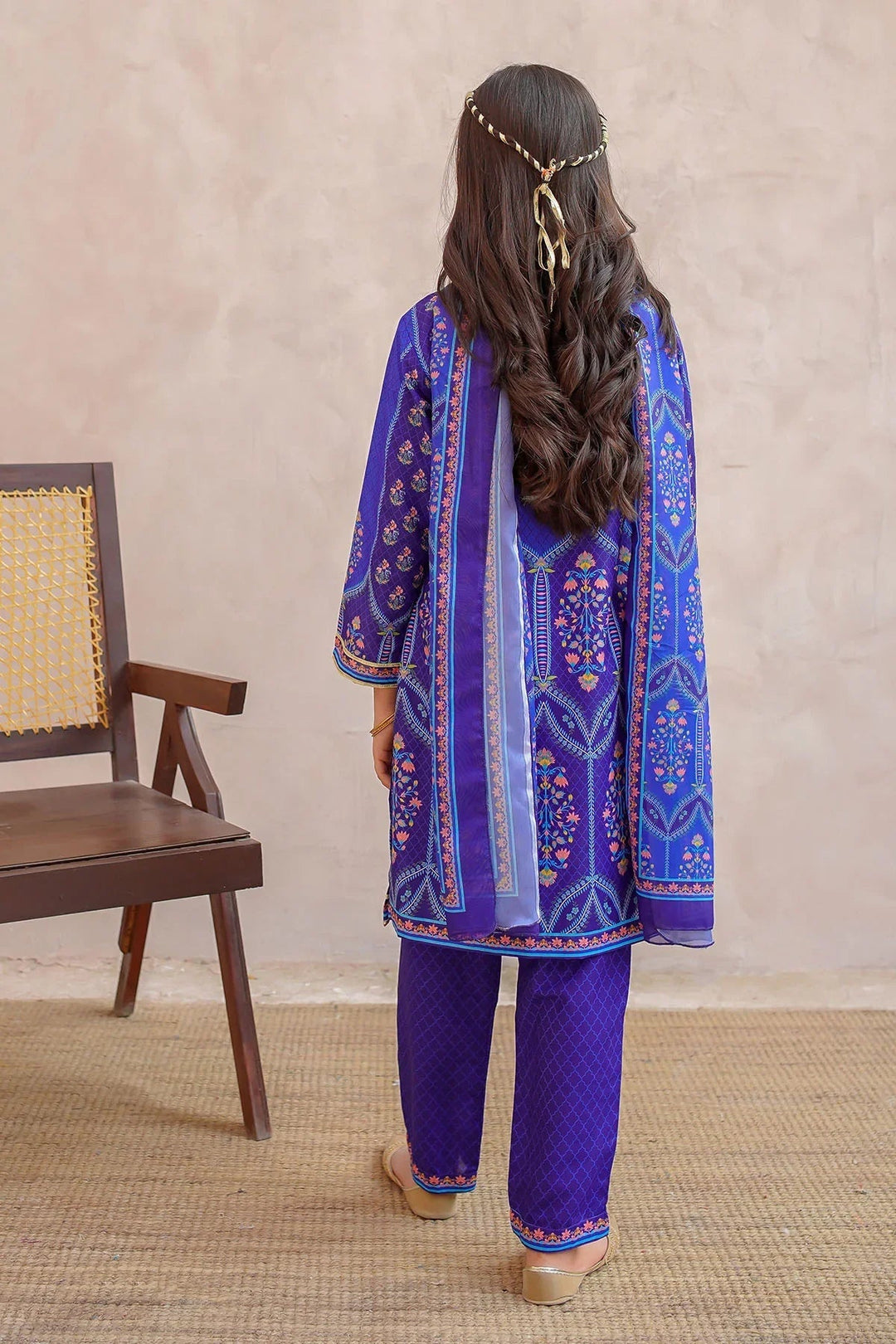 Ochre Girls Pret Printed Swiss Lawn 3 Piece Suit CORF-12 - Summer Collection