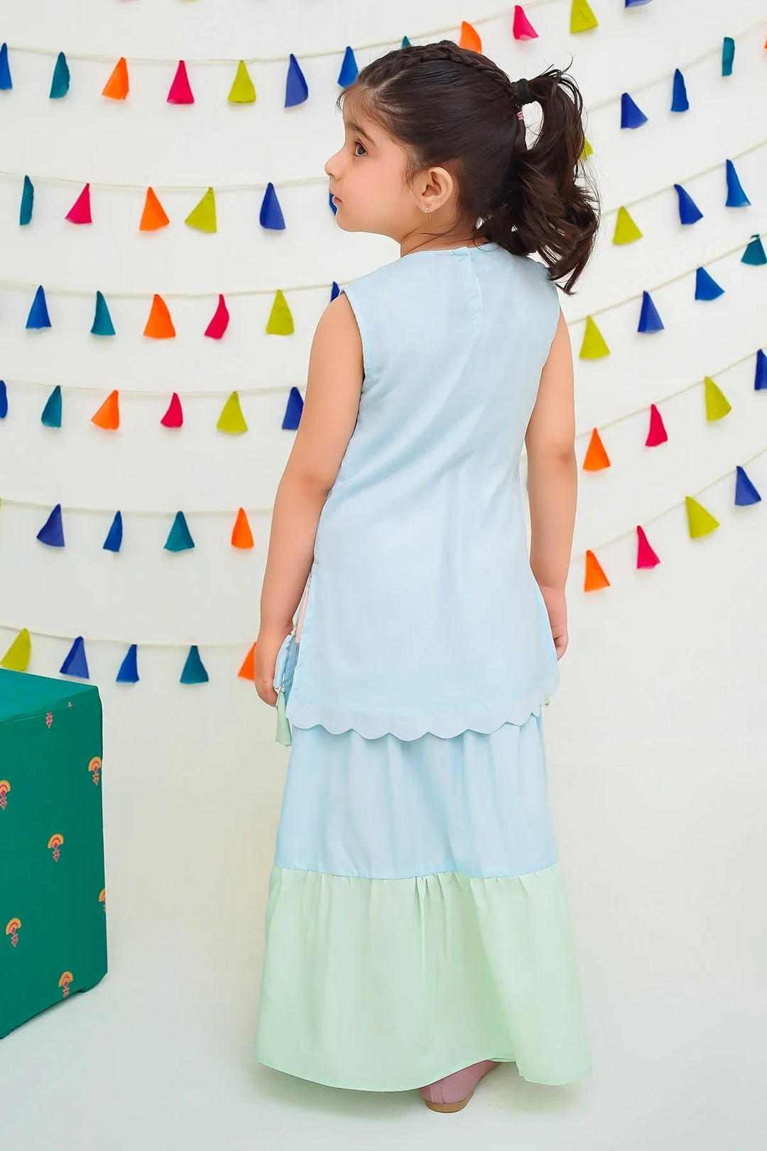 Ochre RTW Embroidered Girls 3 Piece Chiffon Hand Adda Work INCF-14 - Summer Collection