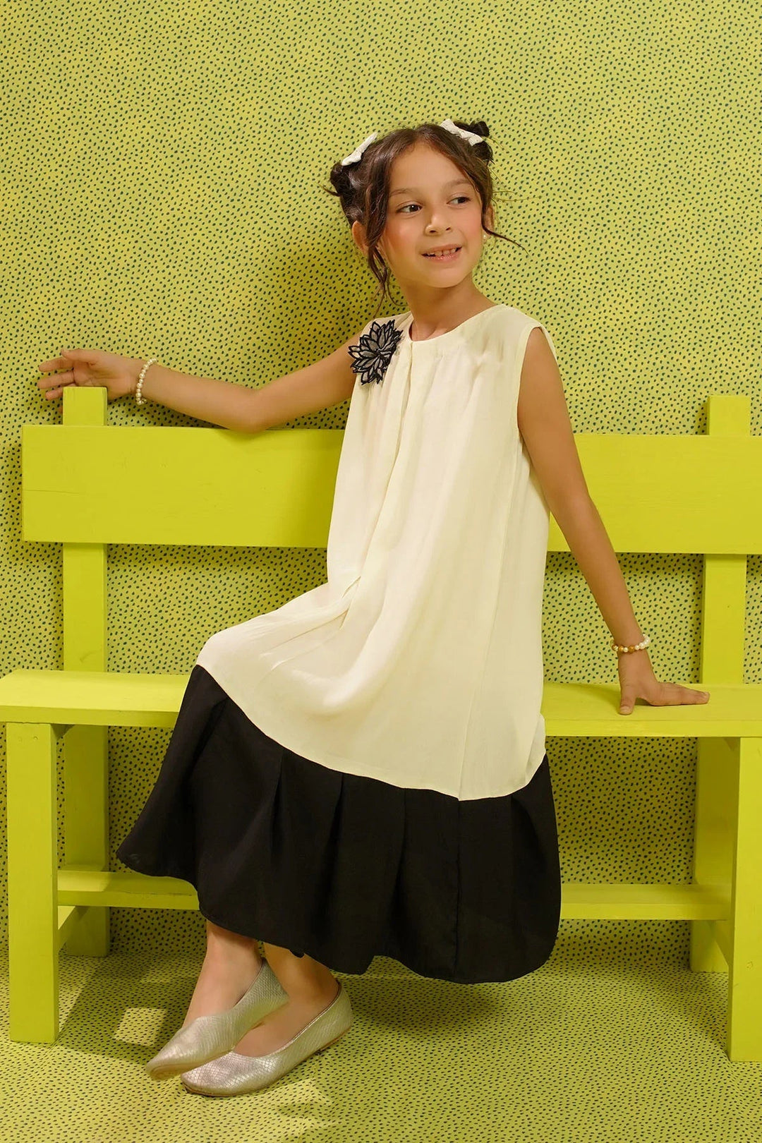 Ochre RTW Embroidered Girls 1 Piece Cotton Crepe Dress INWD-08 - Summer Collection