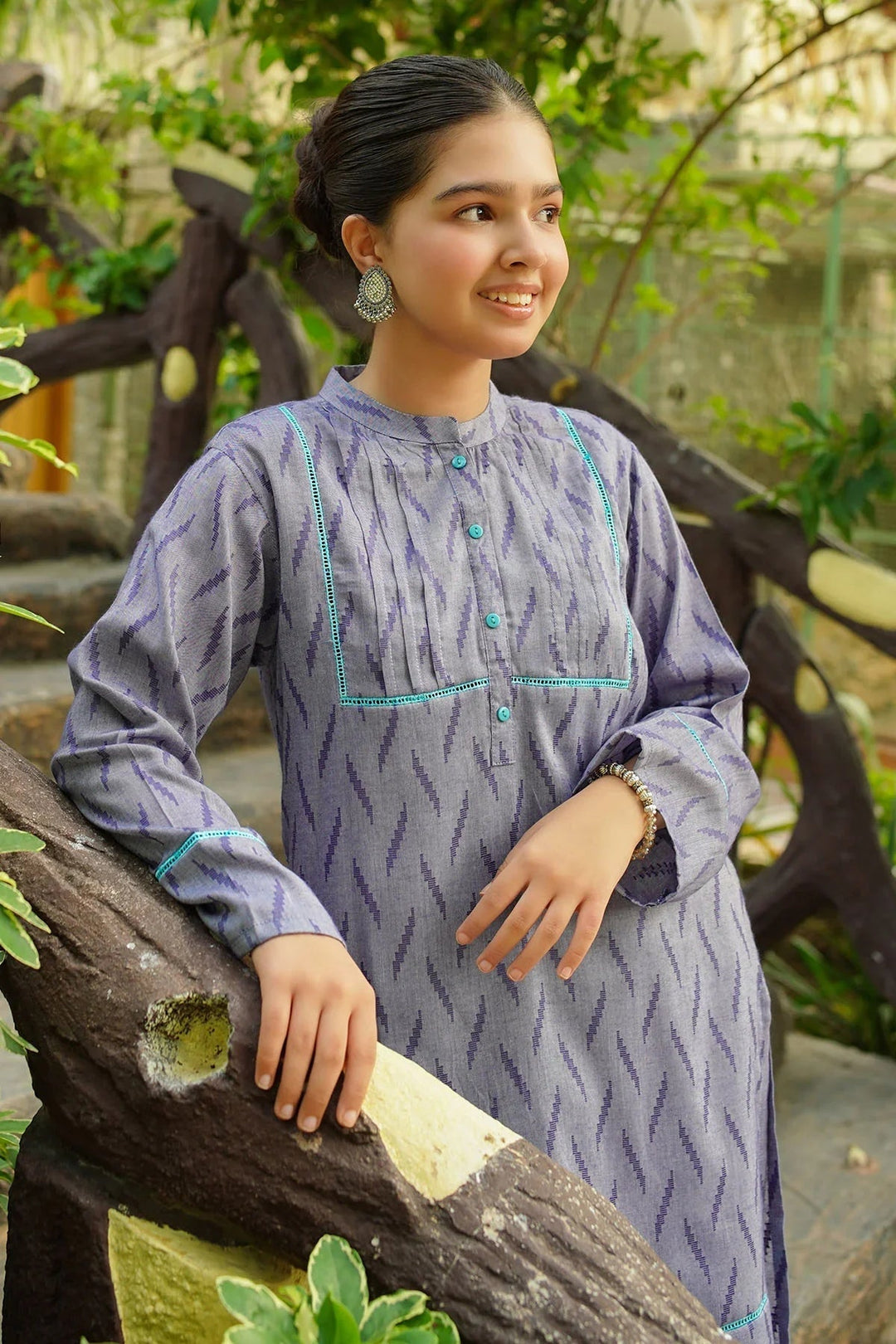 Ochre RTW Embroidered Girls 2 Piece Cotton Chambray Embellished SC-30 - Winter Collection