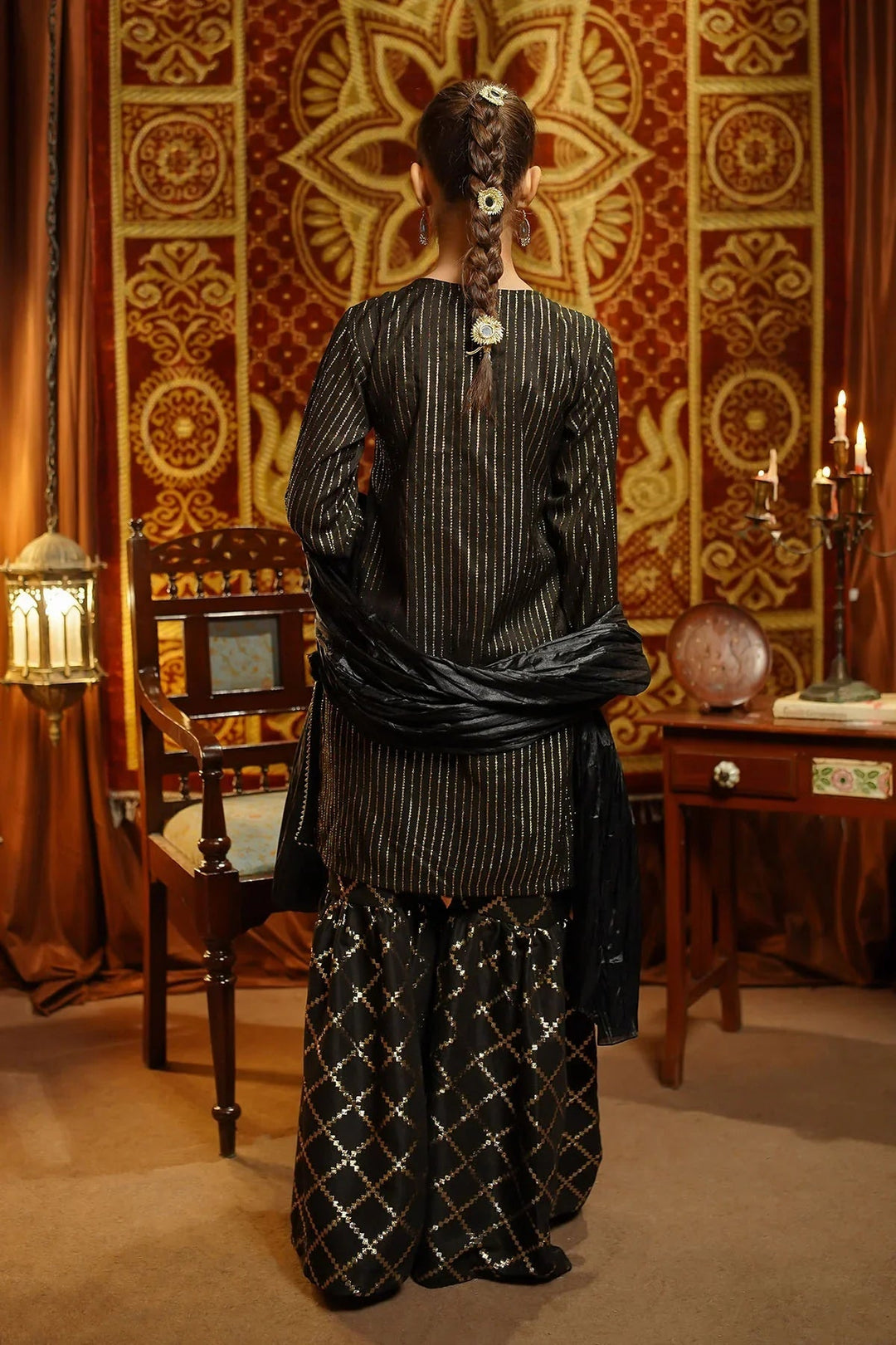 Ochre Girls Pret  Viscose Jacquard Hand Adda Work 3 Piece Suit EX-14 - Winter Collection