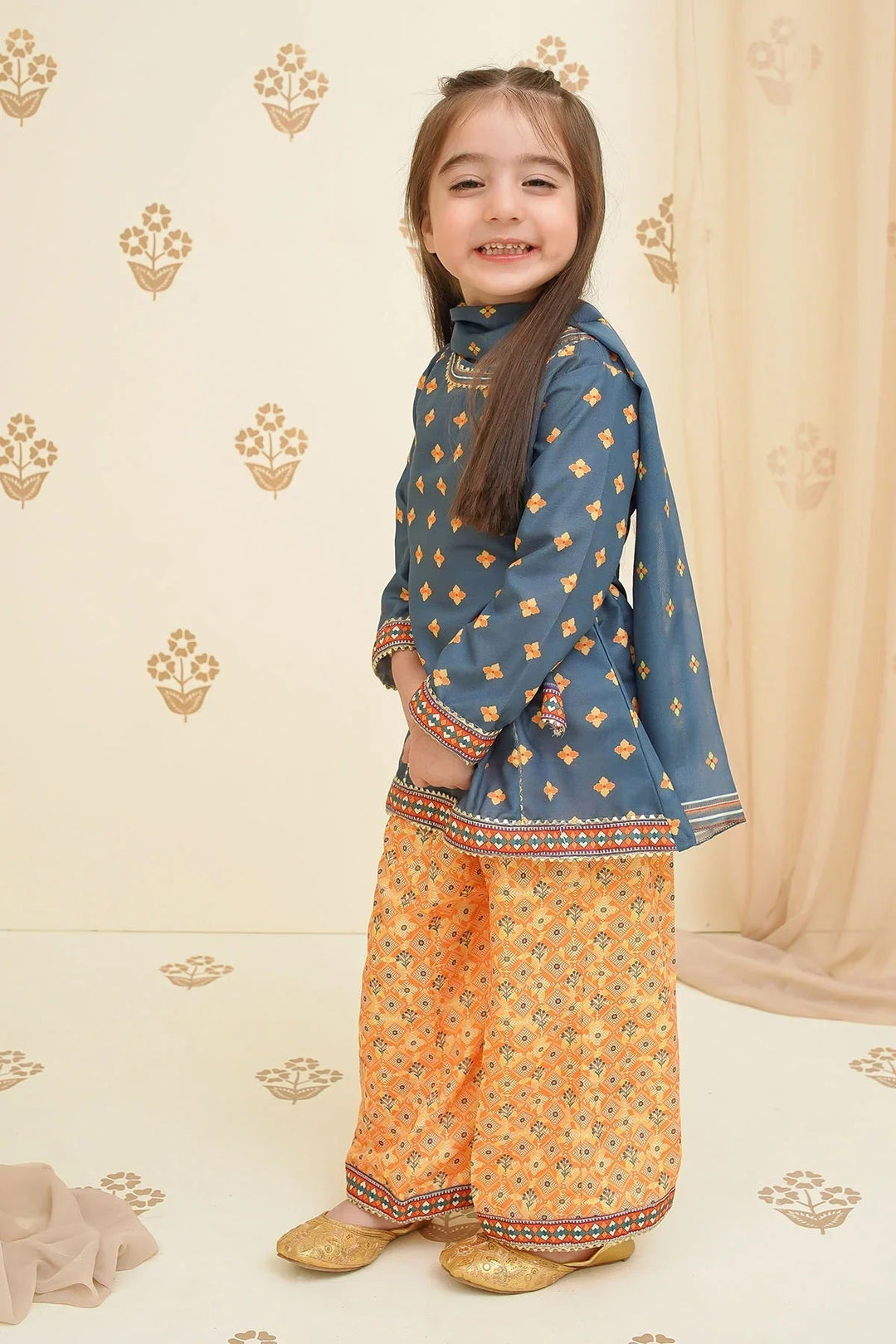 Ochre Girls Pret Printed Swiss Lawn 3 Piece Suit INDP-27 - Summer Collection