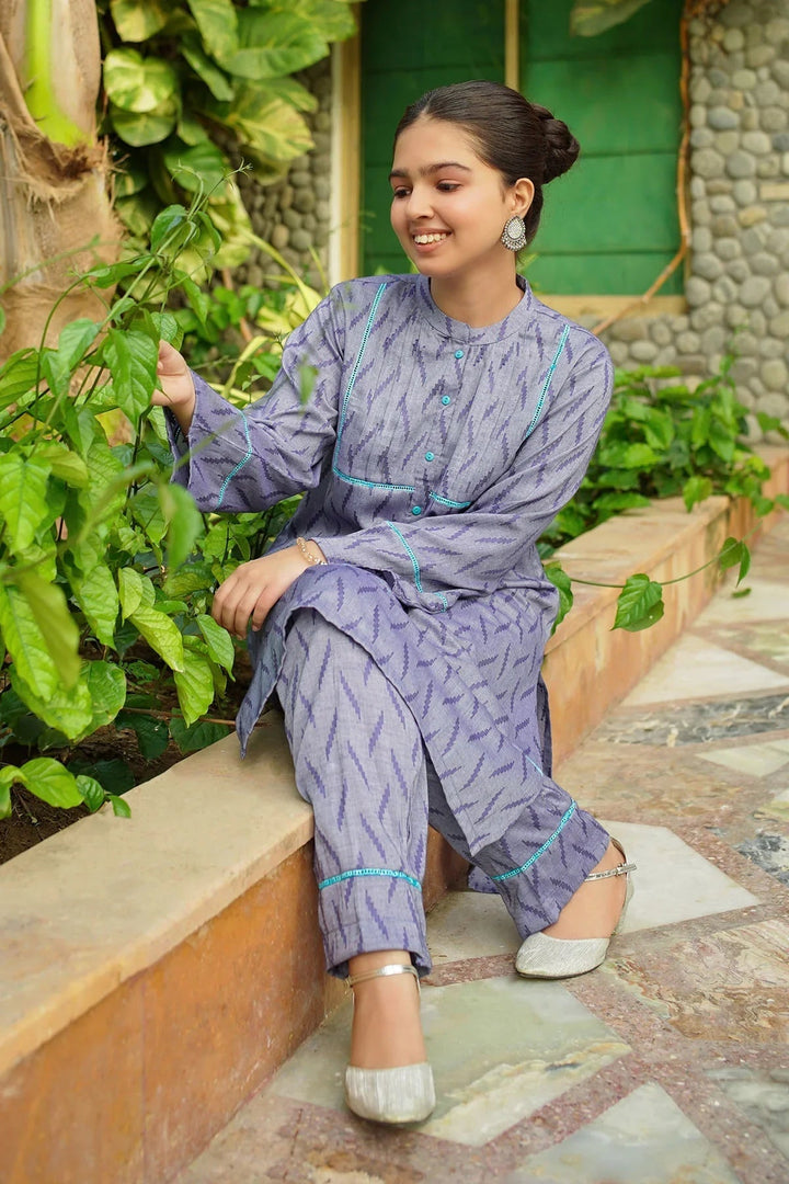 Ochre RTW Embroidered Girls 2 Piece Cotton Chambray Embellished SC-30 - Winter Collection