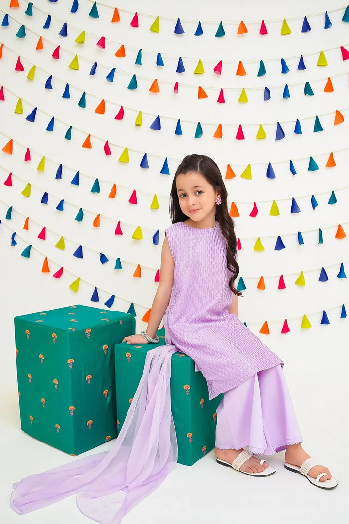 Ochre RTW Embroidered Girls 3 Piece Chiffon  INCF-13 - Summer Collection