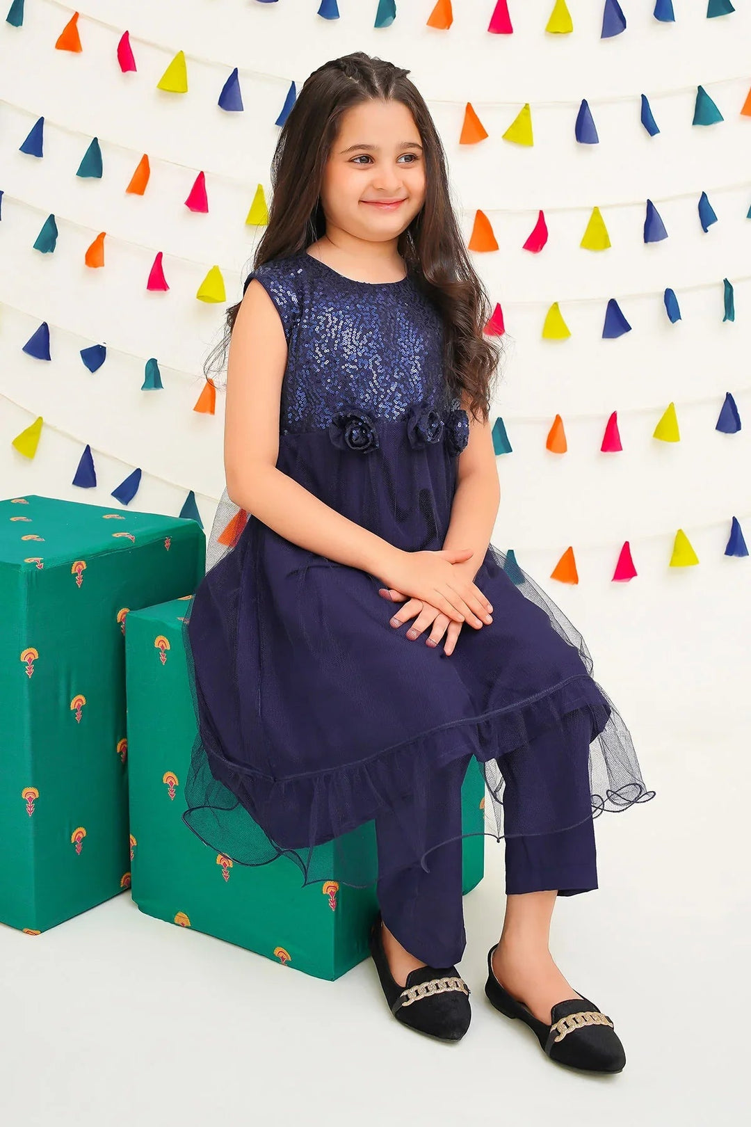 Ochre RTW Embroidered Girls 2 Piece Net Sequence INCF-10 - Summer Collection