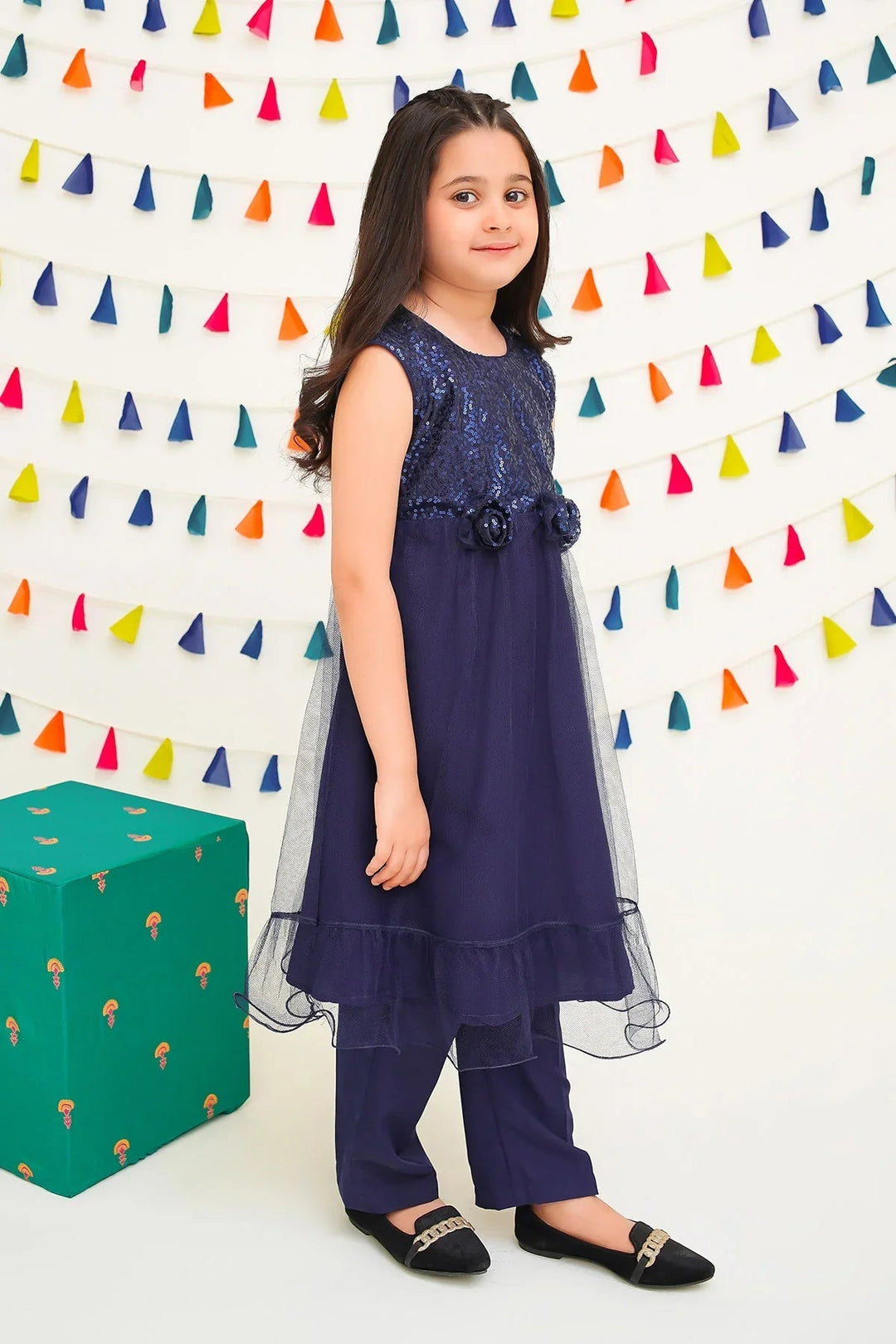 Ochre RTW Embroidered Girls 2 Piece Net Sequence INCF-10 - Summer Collection