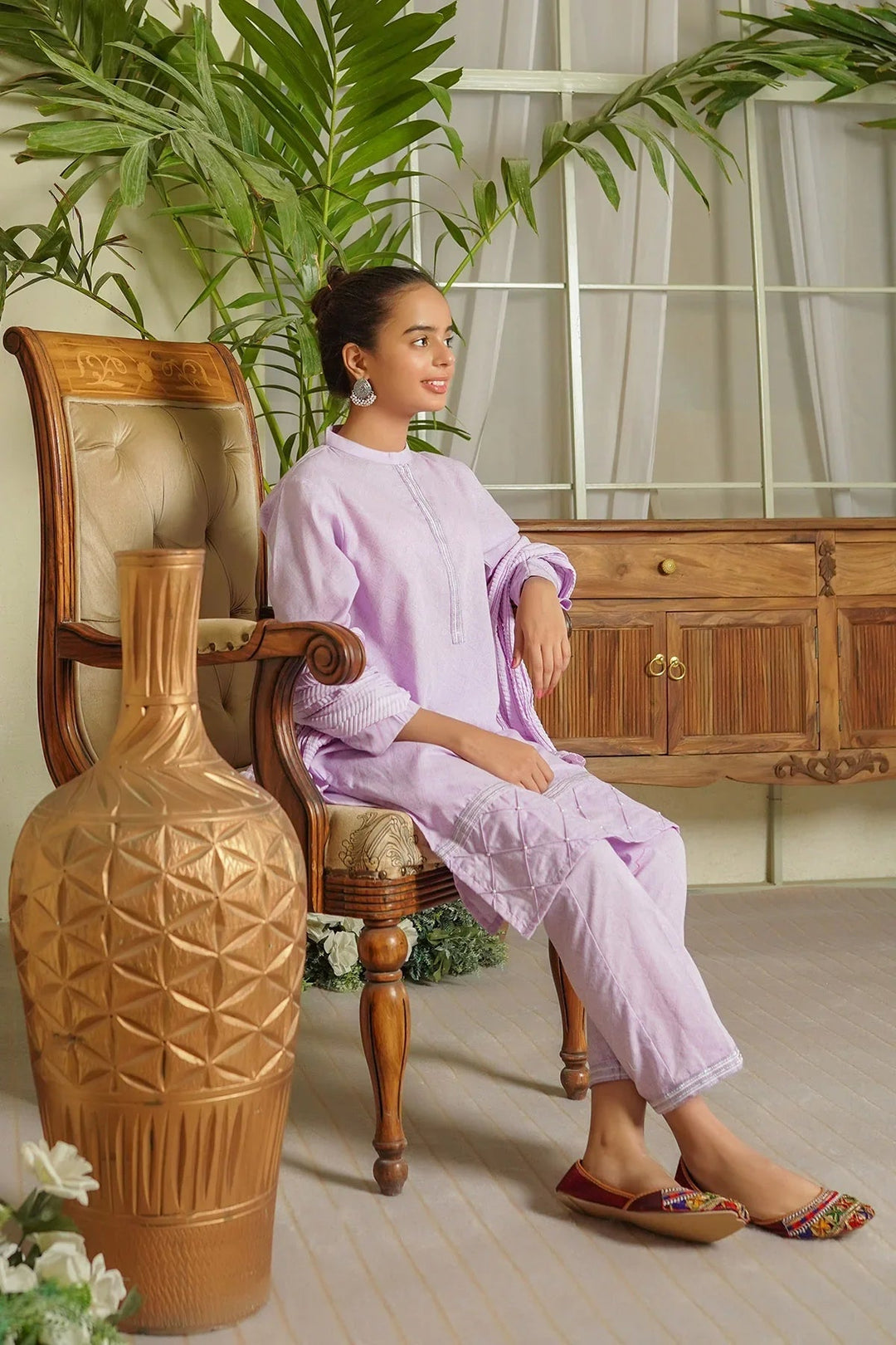 Ochre RTW Embroidered Girls 3 Piece Cotton  OFW-EM-28 - Summer Collection