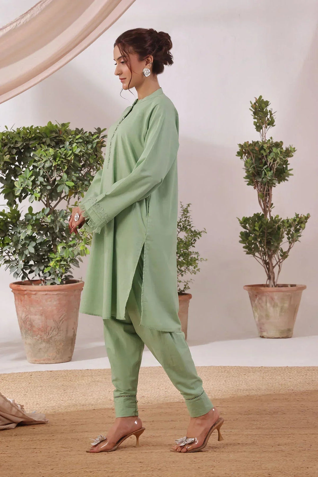 Ochre Women RTW Lawn 2 Piece Suit Green Slub Lawn - Festive Collection