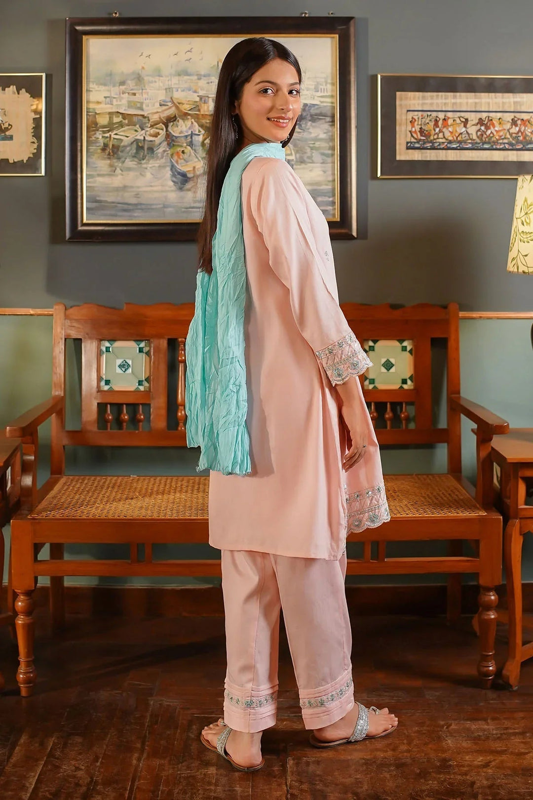 Ochre Girls Pret Embroidered Cotton 3 Piece Suit EMCF-05 - Summer Collection