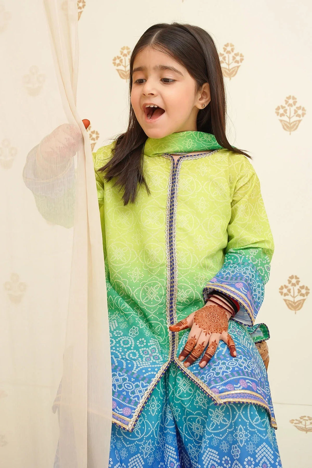 Ochre Girls Pret Printed Swiss Lawn 3 Piece Suit INDP-23 - Summer Collection