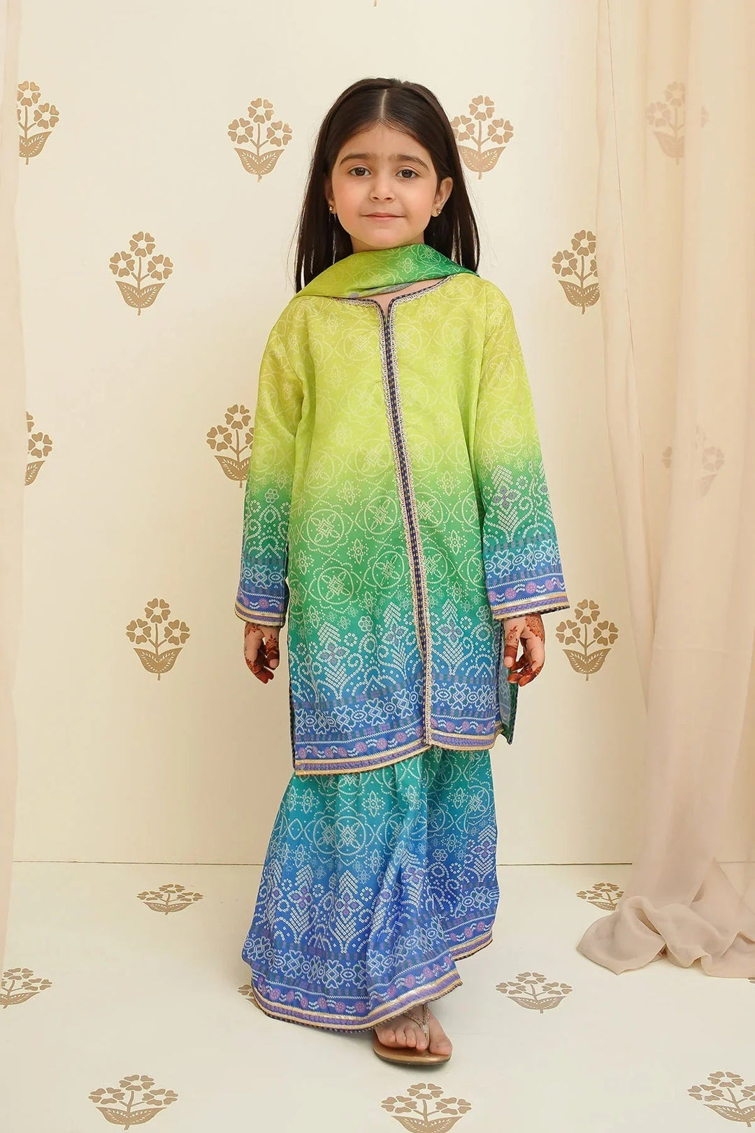 Ochre Girls Pret Printed Swiss Lawn 3 Piece Suit INDP-23 - Summer Collection