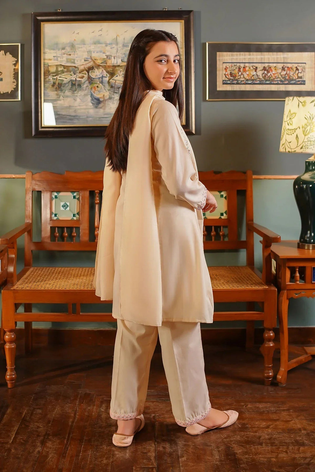 Ochre Girls Pret Embroidered Cotton 3 Piece Suit EMCF-04 - Summer Collection