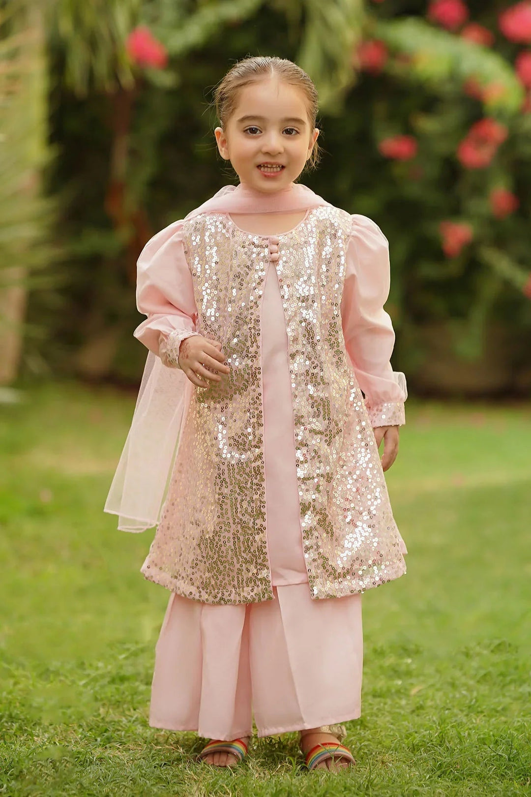 Ochre RTW Embroidered Girls 3 Piece Net Sequence INSHD-08 - Summer Collection