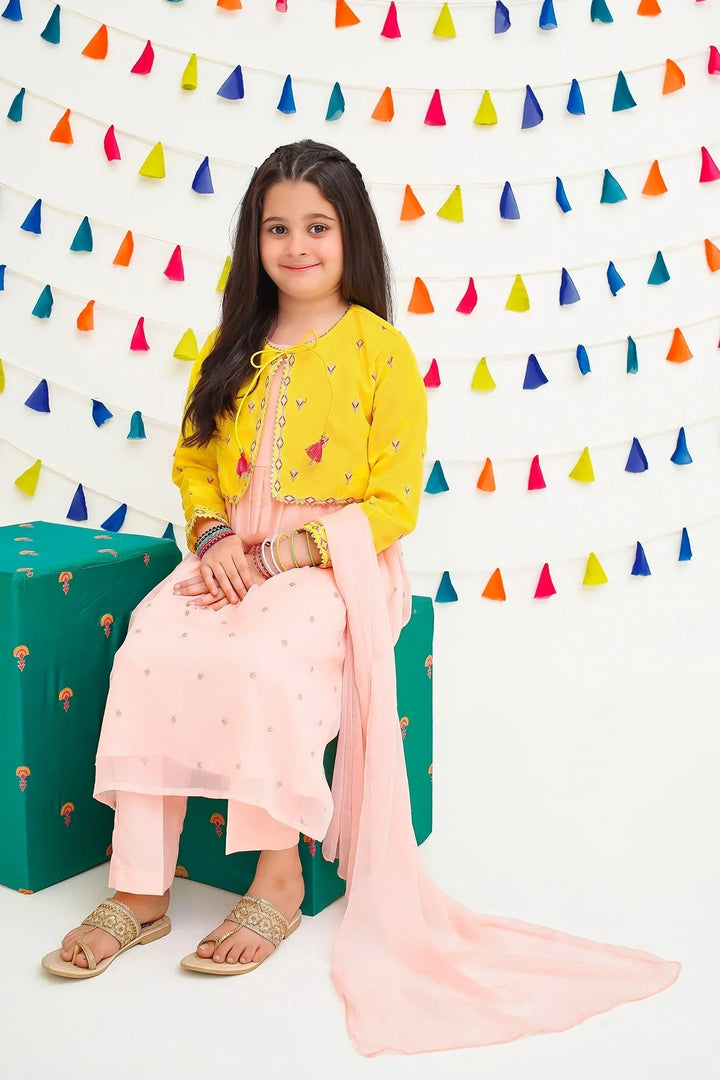 Ochre RTW Embroidered Girls 3 Piece Chiffon  INCF-07 - Summer Collection