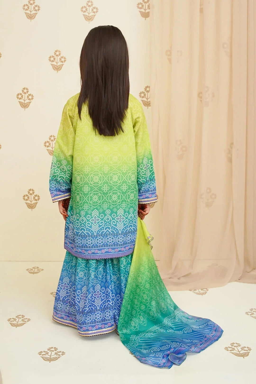 Ochre Girls Pret Printed Swiss Lawn 3 Piece Suit INDP-23 - Summer Collection