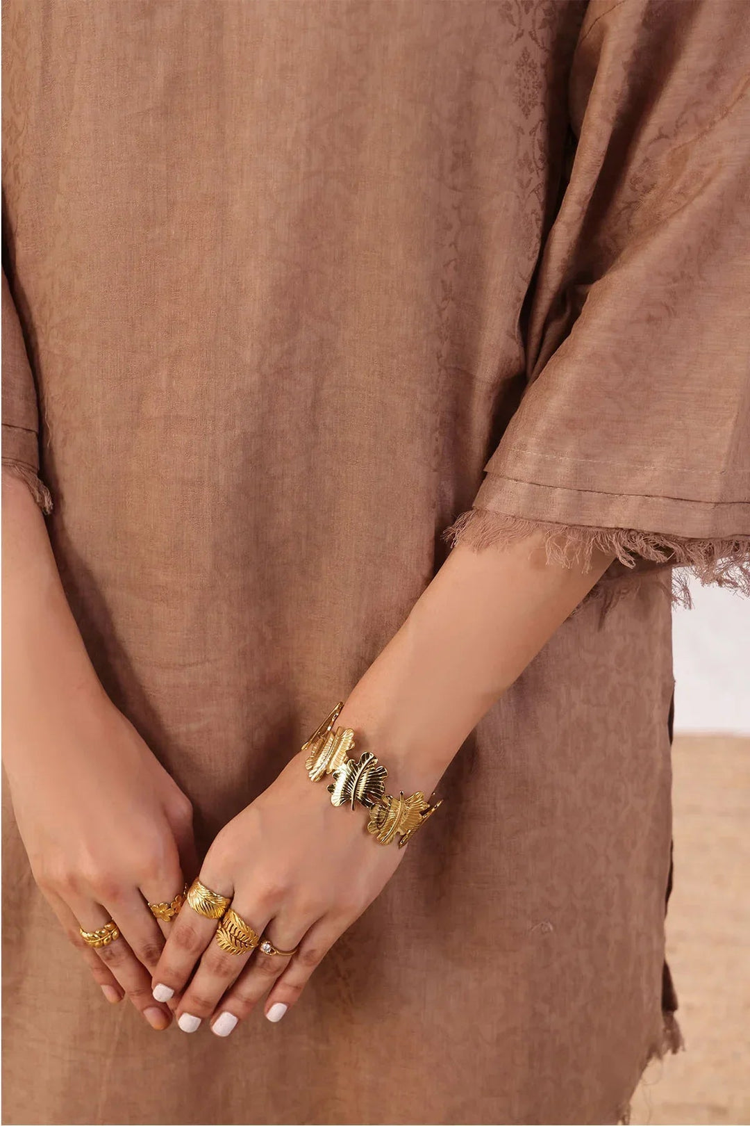 Ochre Women RTW Jacquard 2 Piece Suit Brown Cotton Jacquard - Festive Collection