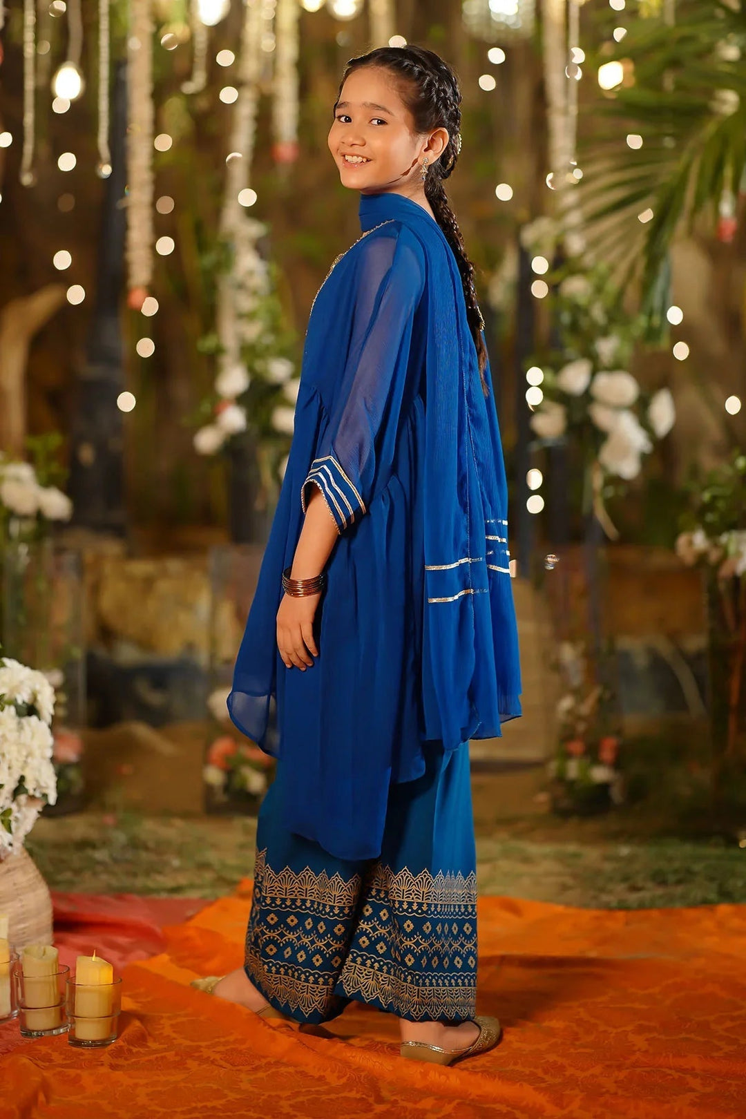 Ochre Girls Pret  Chiffon Hand Adda Work 3 Piece Suit AC-75 - Summer Collection