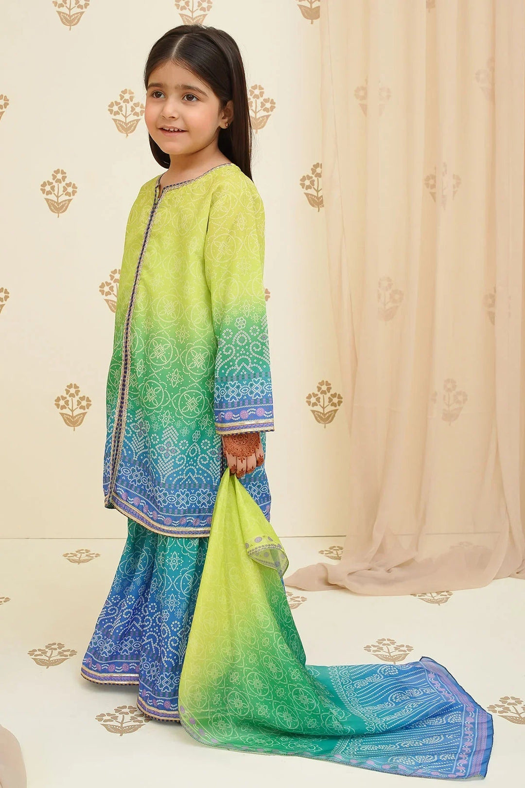 Ochre Girls Pret Printed Swiss Lawn 3 Piece Suit INDP-23 - Summer Collection